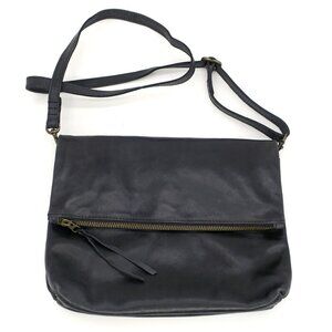 ABLE Local & Global Emnet Black Leather Flap Foldover Crossbody Bag Purse